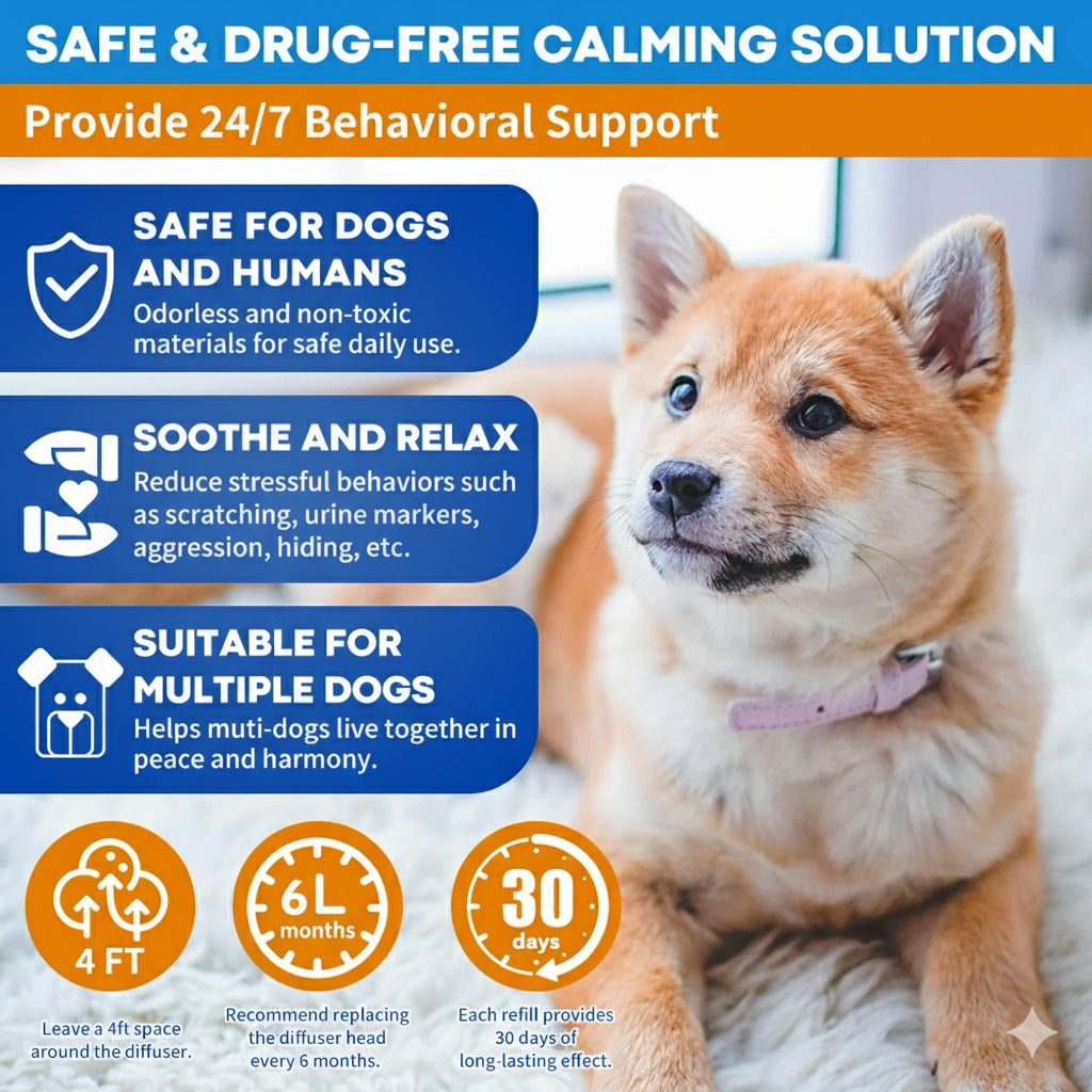 Dog Calming Diffuser Kit, 1 Diffuser + 2 Refills