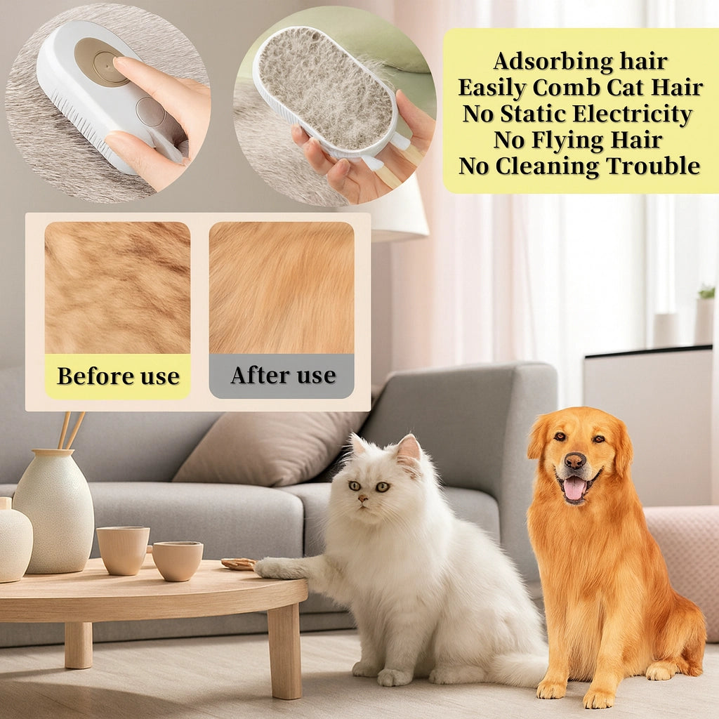 4‑in‑1 Pet Steam Grooming Brush