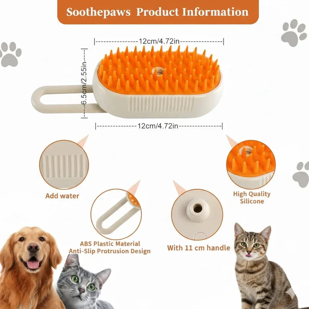 4-in-1 Pet Steam Grooming Brush, Cat & Dog Deshedding & Cleaning Tool
