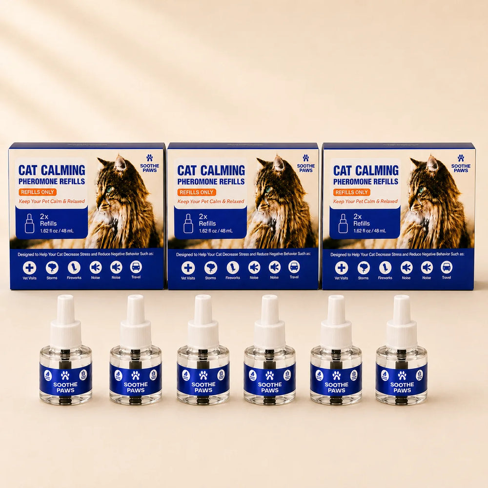 SoothePaws Cat Calming Pheromone Refills 6-pack 3 boxes containing 6 refill bottles total, 180 days of whole-home feline calm, save 22% 