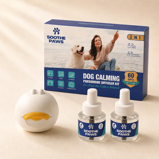 SoothePaws Dog Calming Pheromone Diffuser Kit — 1 diffuser plus 2 refills, 60 days of continuous calm for anxious dogs 